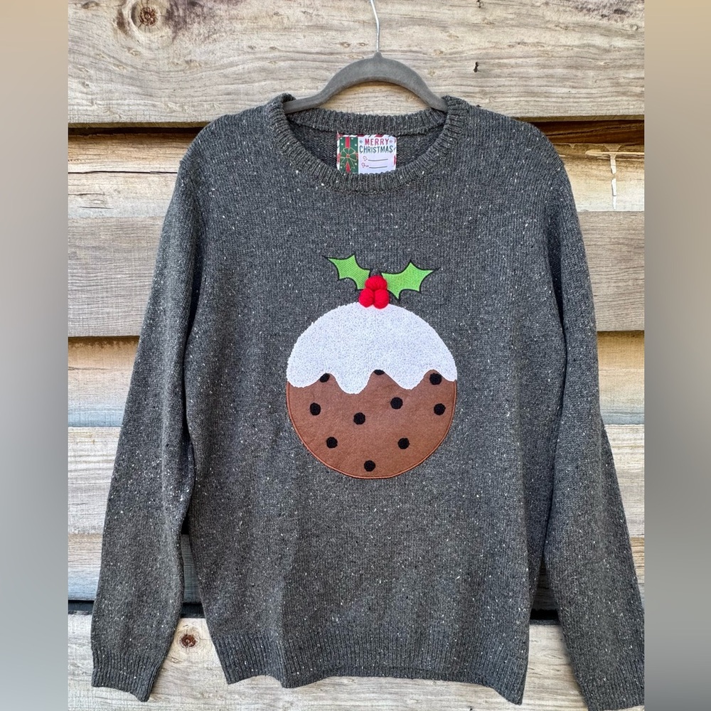 Cozy Holiday Sweater With Pudding Design